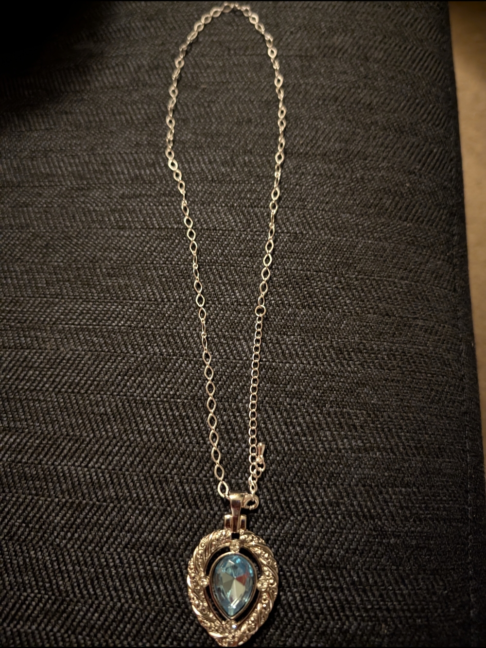Silver Blue Heart Pendant Necklace - Women Jewelry